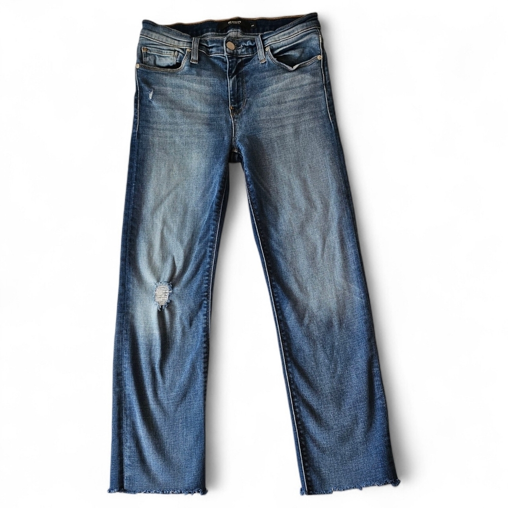 Hudson Nico Cigarette Mid Rise Distressed Raw Hem Jeans Wash Oush 26